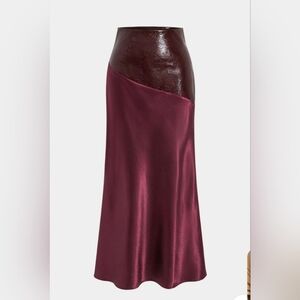 Micas Assymetrical Pleather And Satin Skirt
